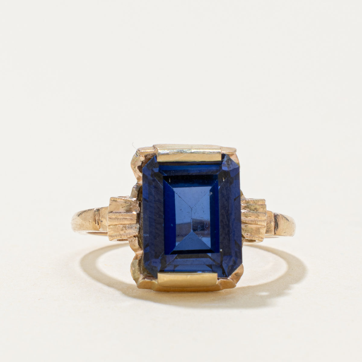 Vintage Canadian 10k Synthetic Sapphire Ring | 4.22ct | SZ 5.75