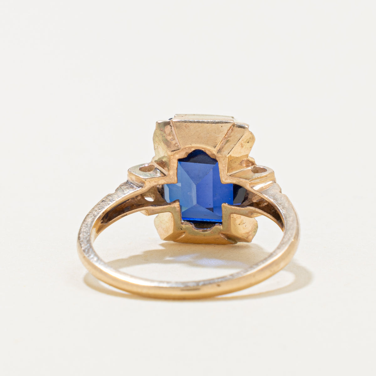 Vintage Canadian 10k Synthetic Sapphire Ring | 4.22ct | SZ 5.75