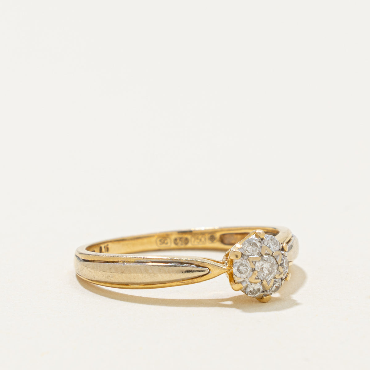 2000 Sheffield Diamond Cluster Reverse Tapered Ring | 0.15ctw | SZ 6.5