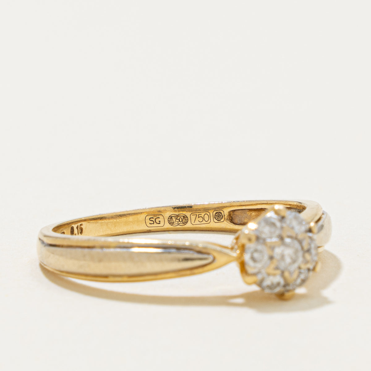 2000 Sheffield Diamond Cluster Reverse Tapered Ring | 0.15ctw | SZ 6.5