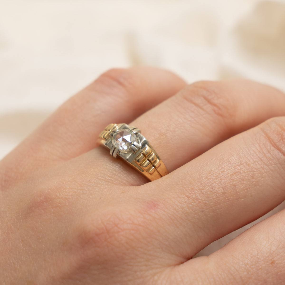 'Birks Ellis' Late Art Deco 14k Rose Cut Diamond Ring, c. 1933–1948 | 0.48ct SI2 H/I | SZ 8.75