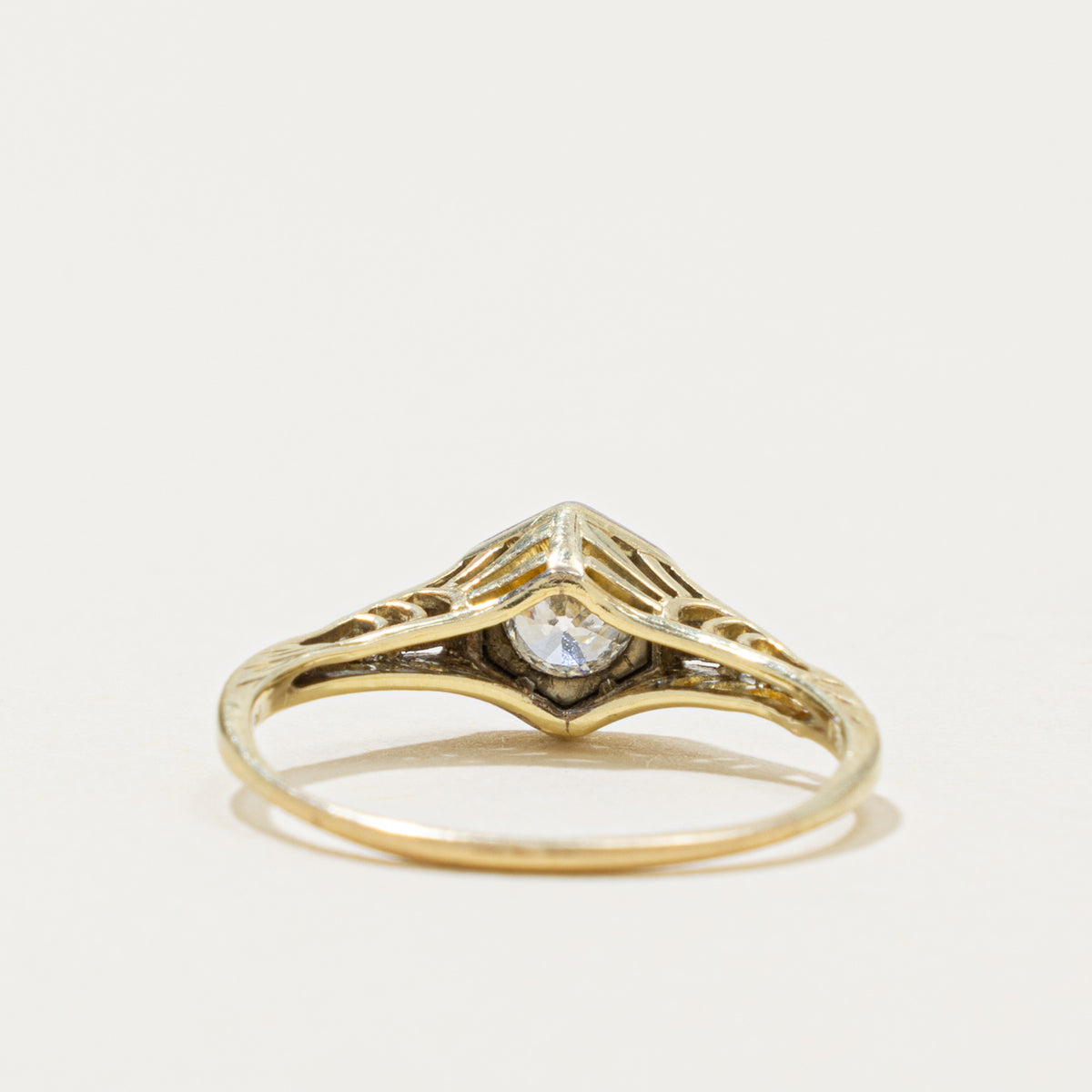 Art Deco Transitional Cut Diamond Hexagon Ring | 0.30ct | SZ 6.25