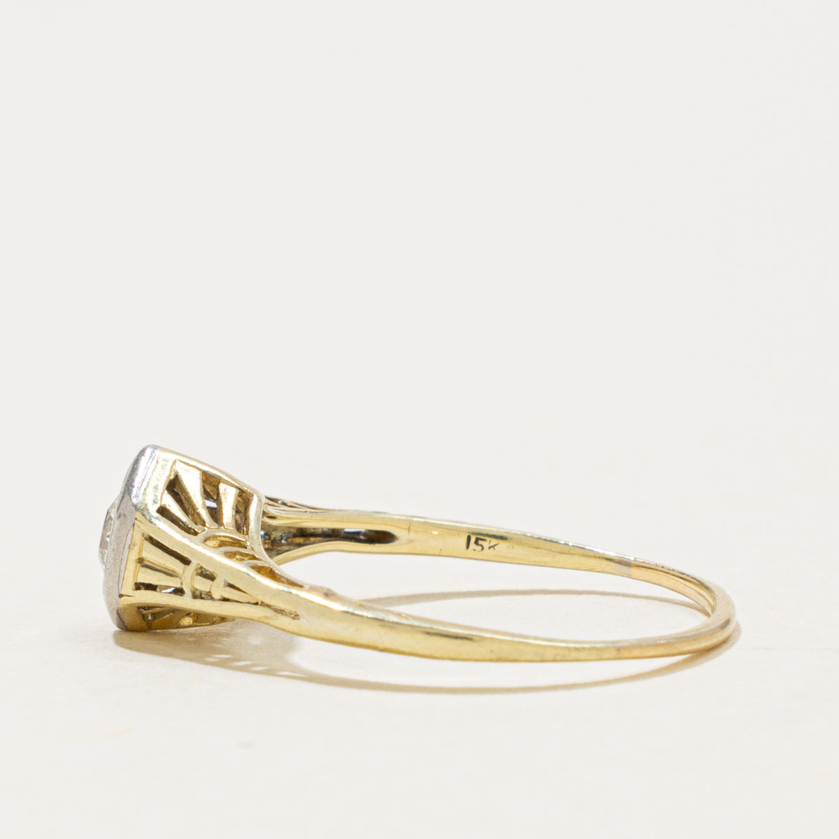 Art Deco Transitional Cut Diamond Hexagon Ring | 0.30ct | SZ 6.25