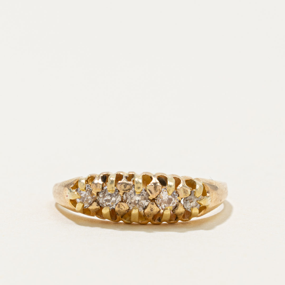1899 Chester Belcher Set Diamond Boat Ring | 0.40ctw | SZ 7.75