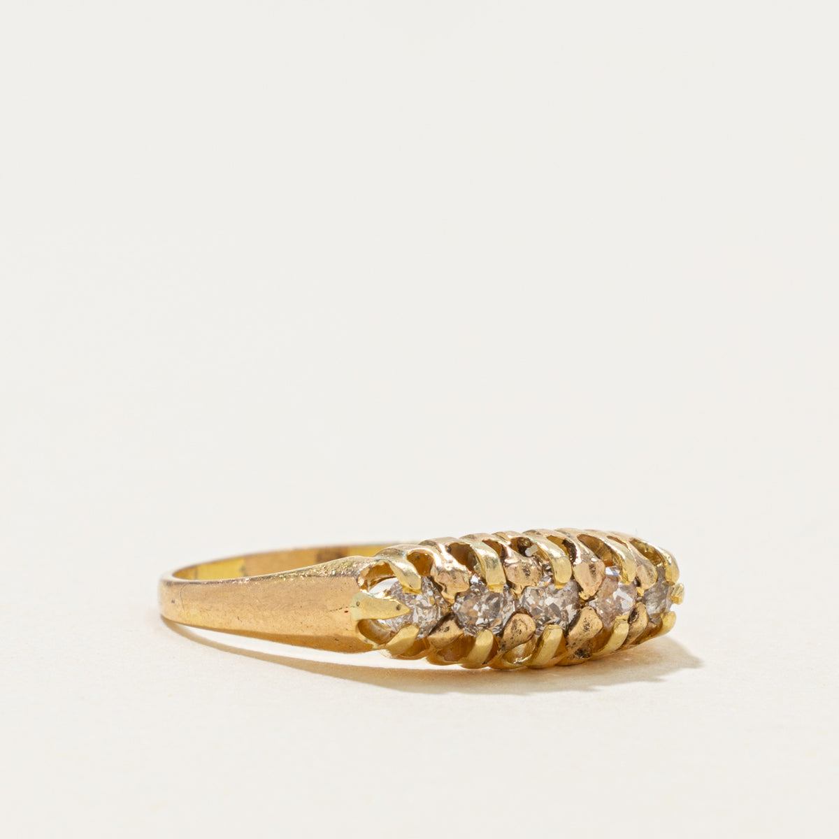 1899 Chester Belcher Set Diamond Boat Ring | 0.40ctw | SZ 7.75