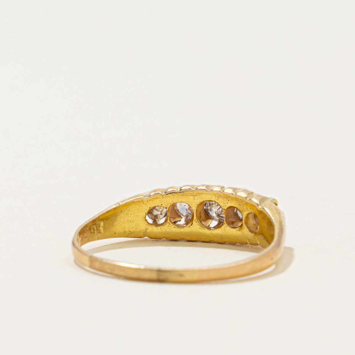 1899 Chester Belcher Set Diamond Boat Ring | 0.40ctw | SZ 7.75