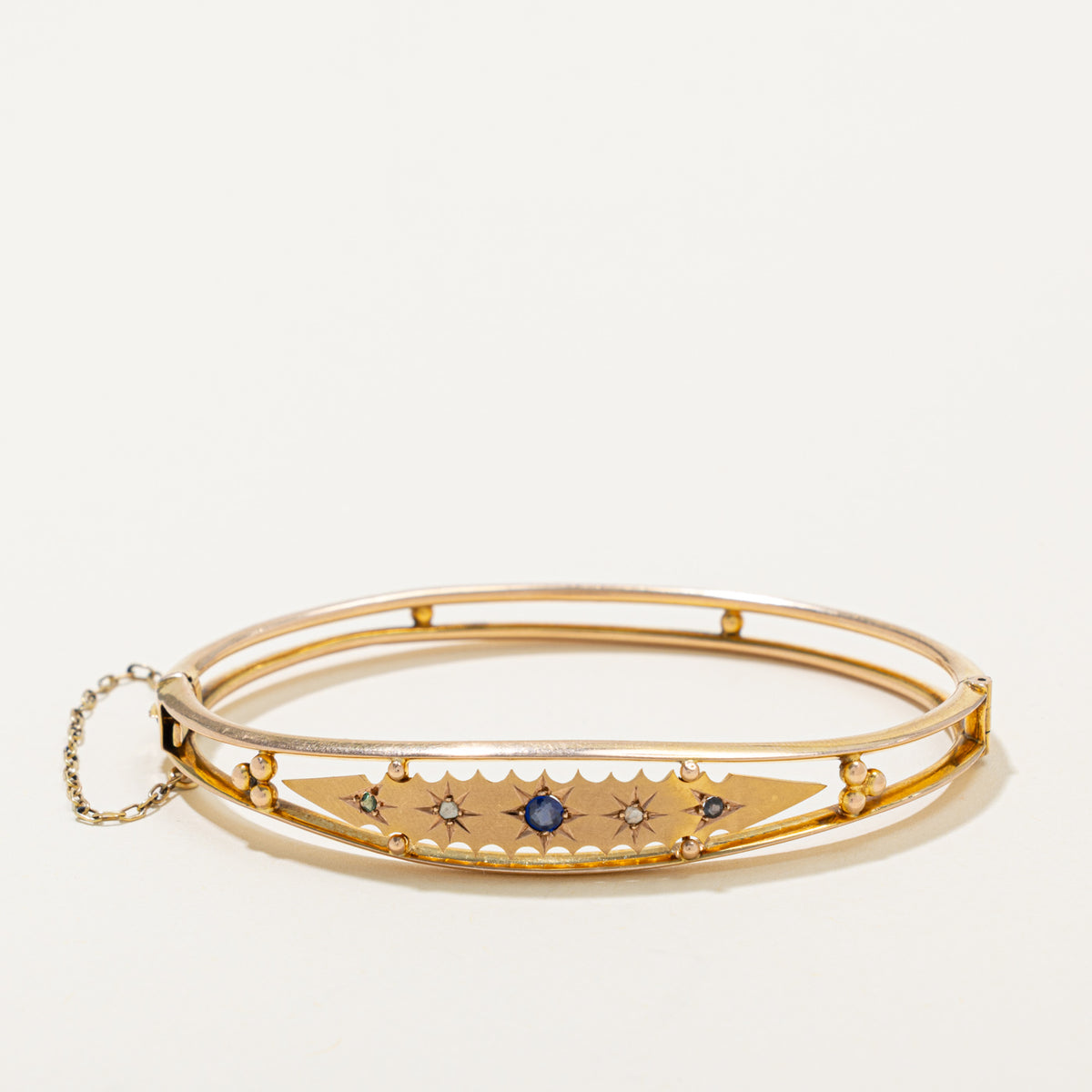 1912 Chester Star Set Doublet & Diamond Slice Bangle | 7"