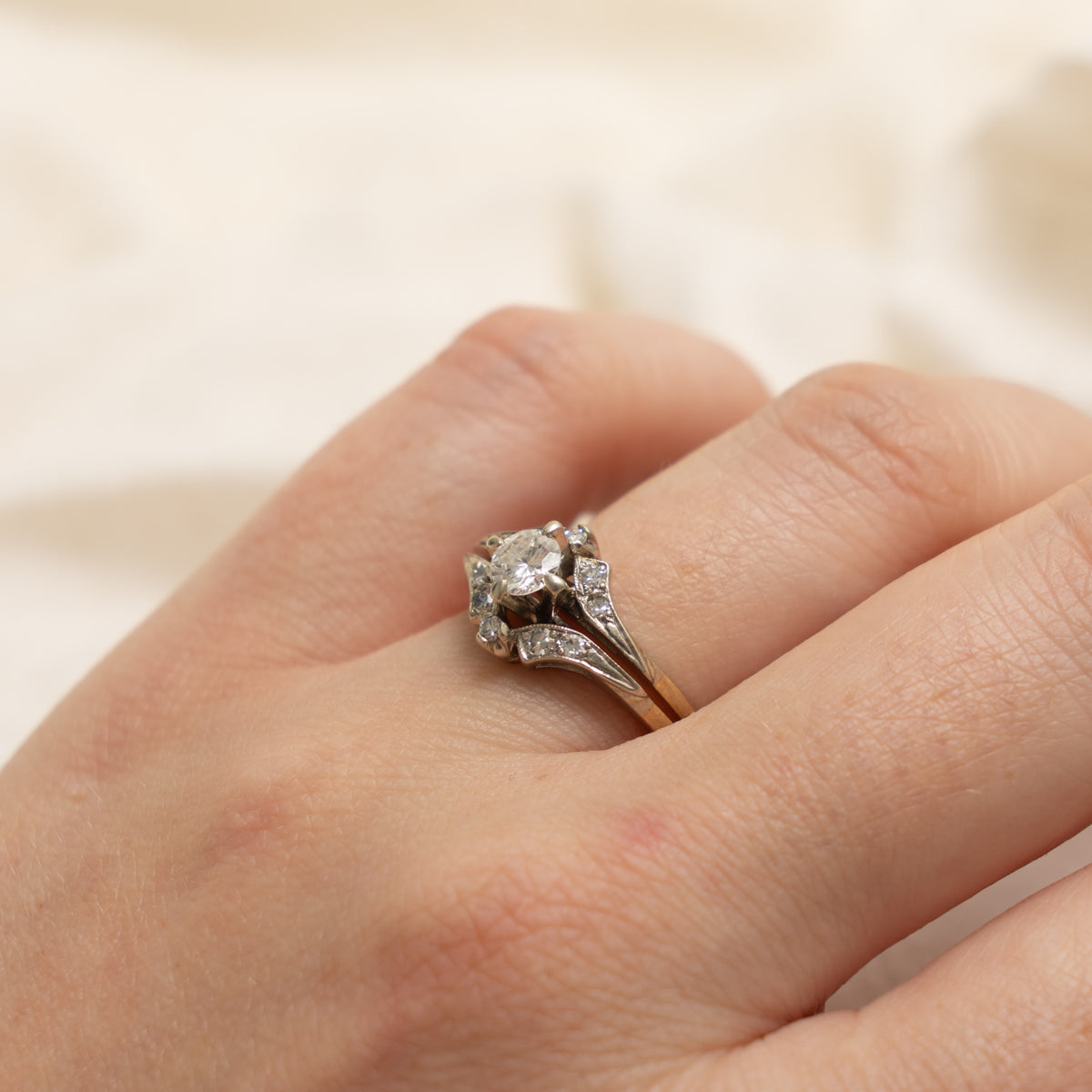 Vintage 14k Diamond Split Band Ring | 0.36ct, 0.15ctw | SZ 7.75