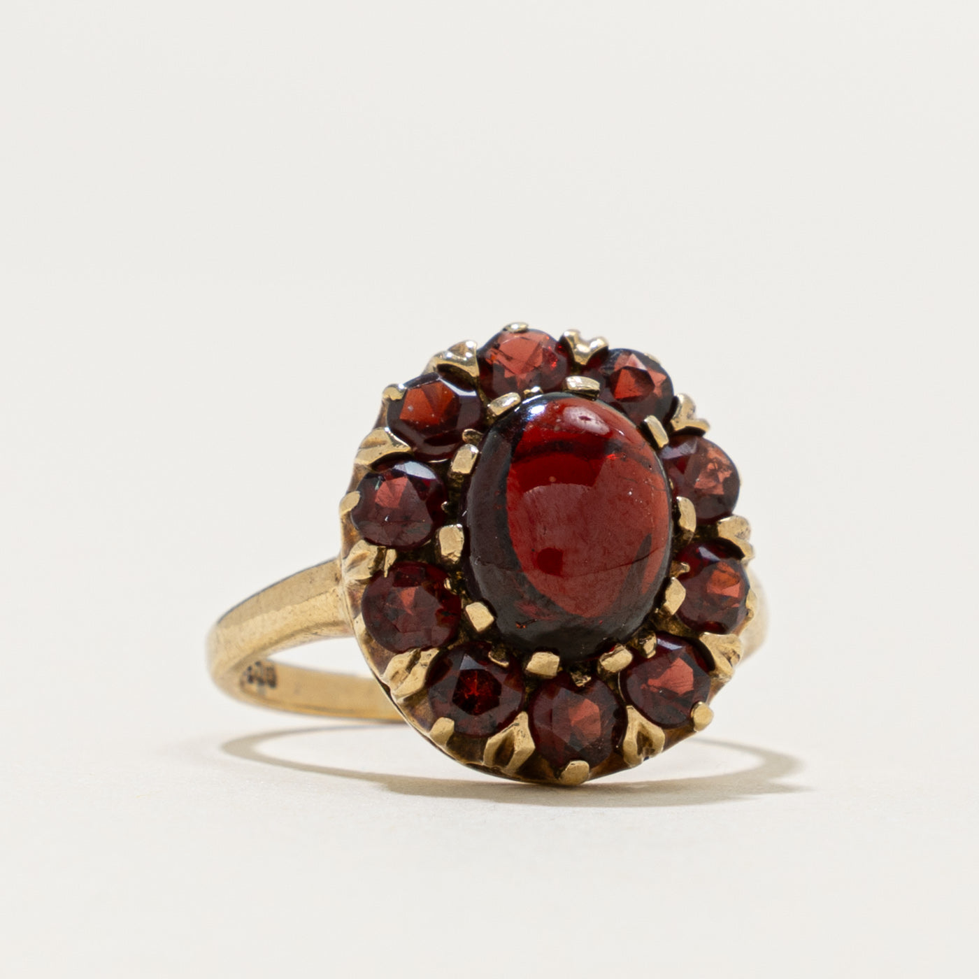 1973 London 9k Victorian Revival Garnet Cluster Ring | 4.20ctw | SZ 6