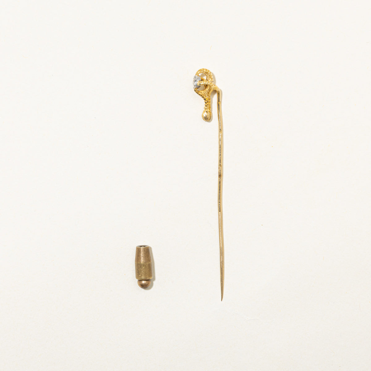 French Hallmarked 18k Old Mine Cut Diamond Eagle Claw Pin | 0.06ct