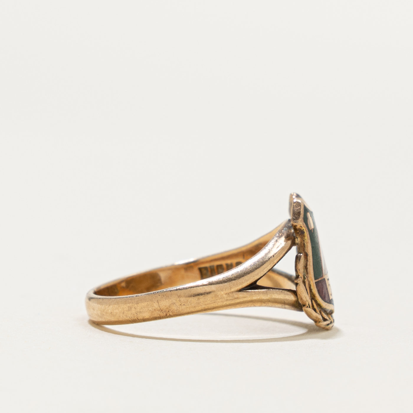 'Birks' Owl Crest Enamel 10k Ring | SZ 6.5