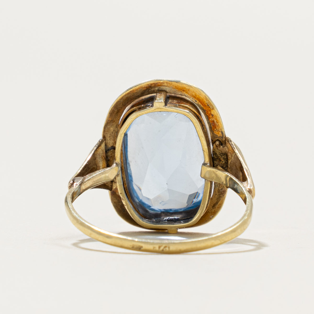 Dutch 14k Blue Topaz Cocktail Ring | 3.41ct | SZ 7.25