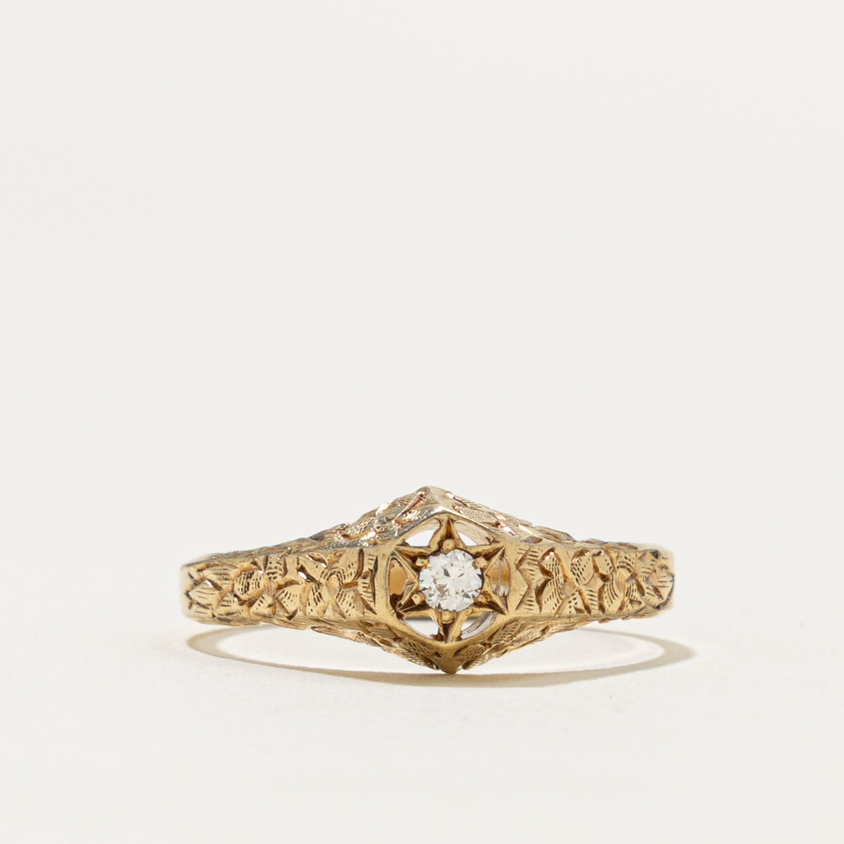 Mid-Century 14k Diamond Star Set Style Ring | 0.04ct | SZ 7.25