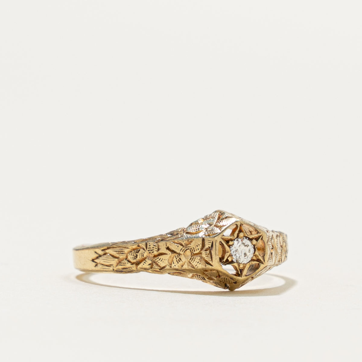 Mid-Century 14k Diamond Star Set Style Ring | 0.04ct | SZ 7.25