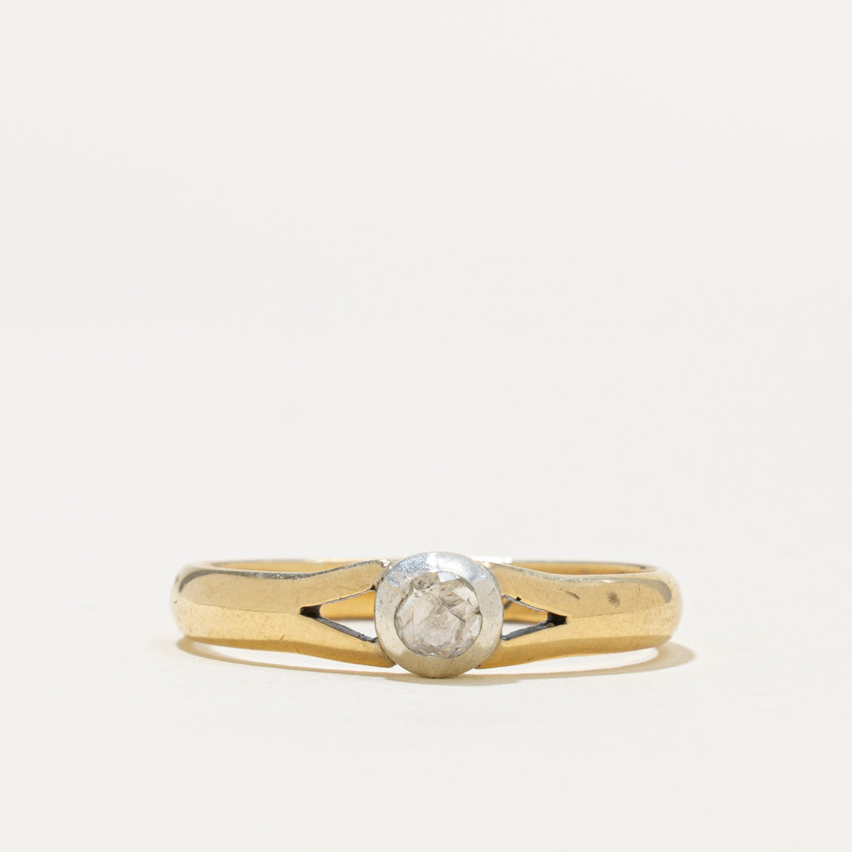 Antique Dutch 14k Silver Topped Rose Cut Diamond Ring | 0.25ct | SZ 11.25