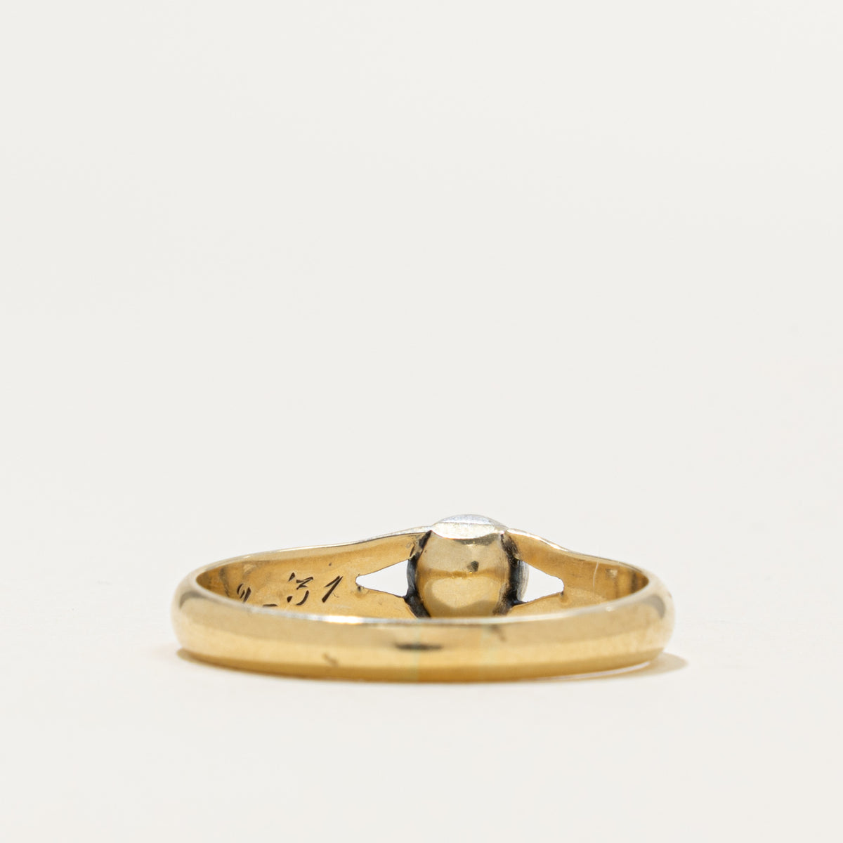 Antique Dutch 14k Silver Topped Rose Cut Diamond Ring | 0.25ct | SZ 11.25