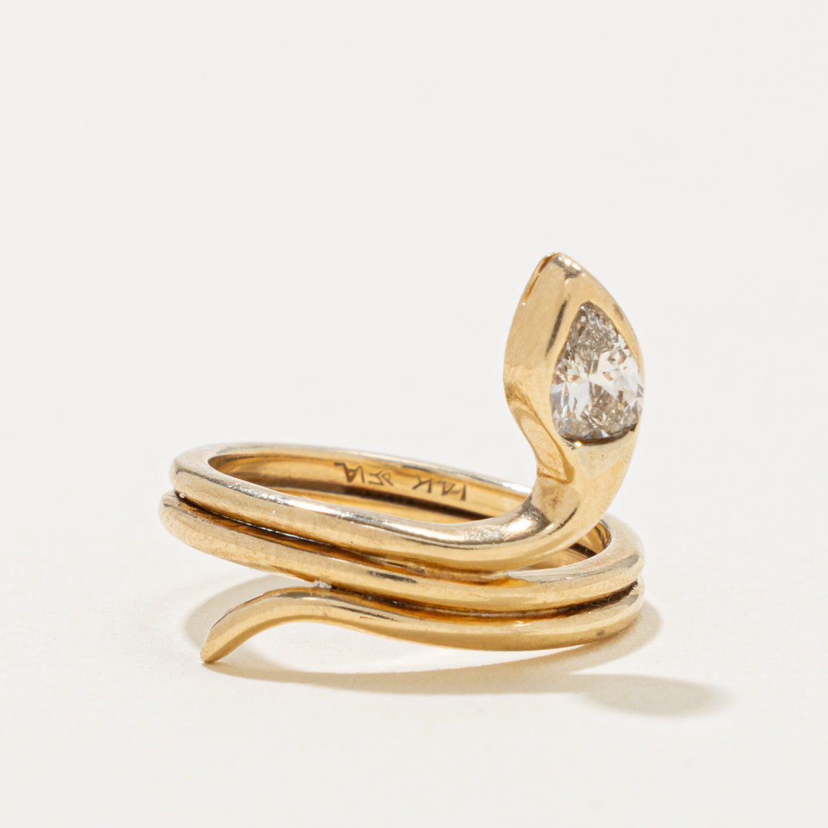 14k Pear Cut Diamond Snake Ring | 0.25ct | SZ 3.5