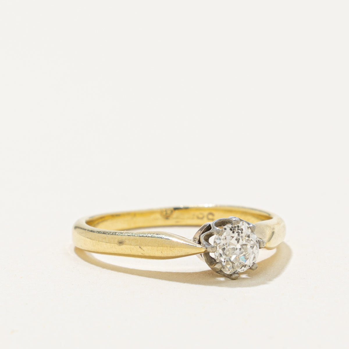 Antique 14k Old Mine Cut Diamond Solitaire Ring | 0.33ct | SZ 5.5
