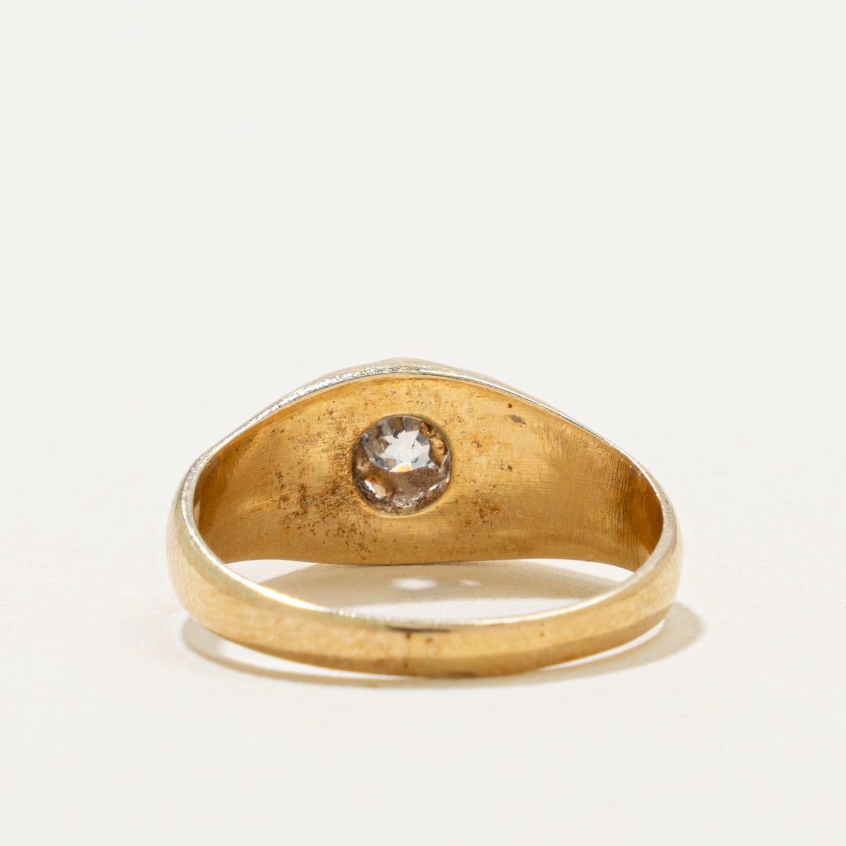 Antique 14k Old Mine Cut Belcher Set Diamond Ring | 0.27ct | SZ 4