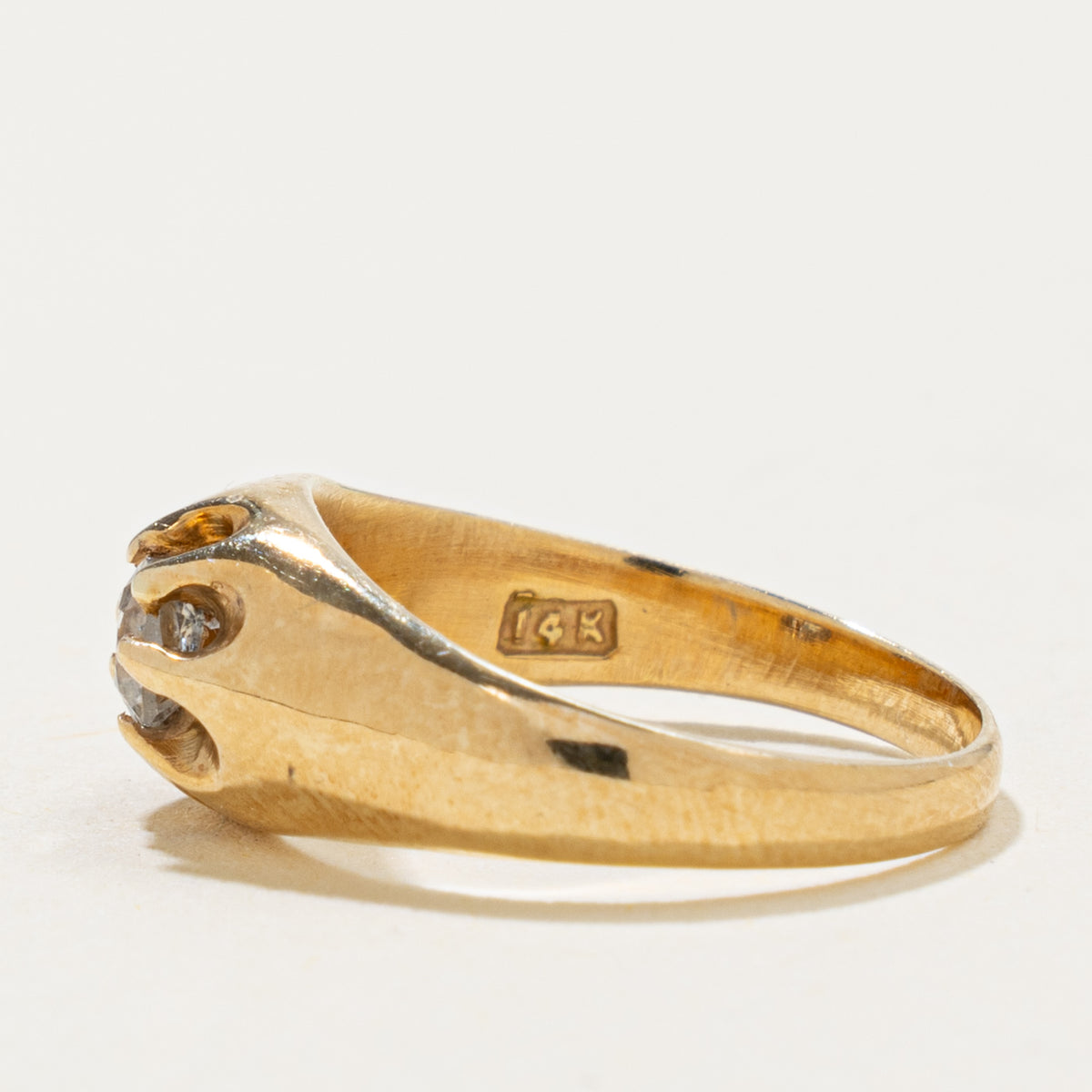 Antique 14k Old Mine Cut Belcher Set Diamond Ring | 0.27ct | SZ 4