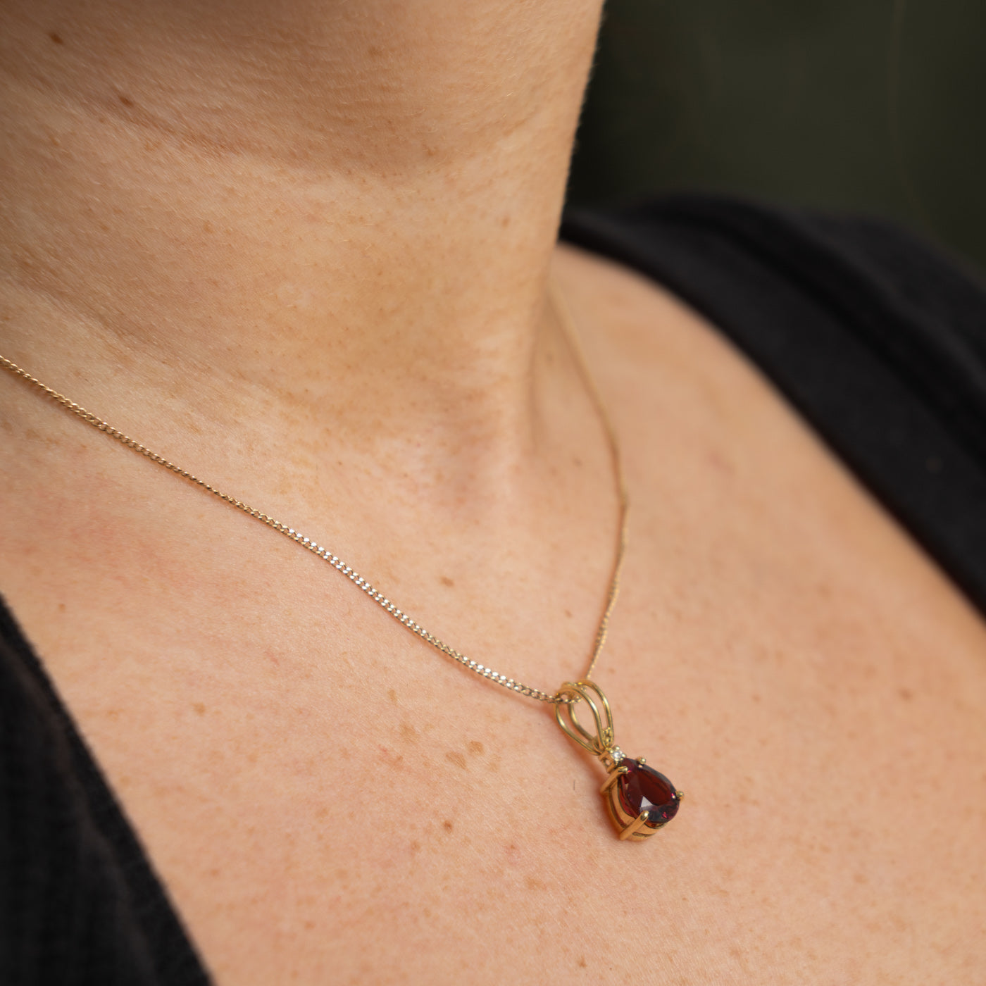 18k Pear Cut Rubellite & Diamond Accented Pendant | 3.00ct, 0.02ctw