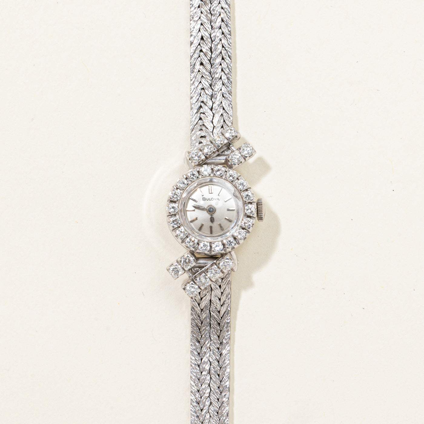 'Bulova' Vintage 18k White Gold Diamond Cocktail Watch | 0.84ctw | 6.75" |