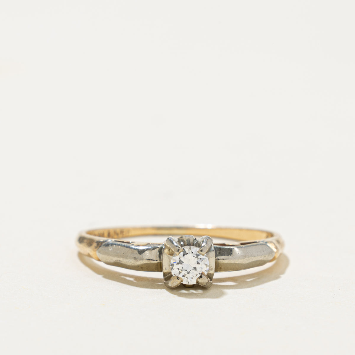 Two Tone Solitaire Diamond Ring | 0.14ct | SZ 5.75