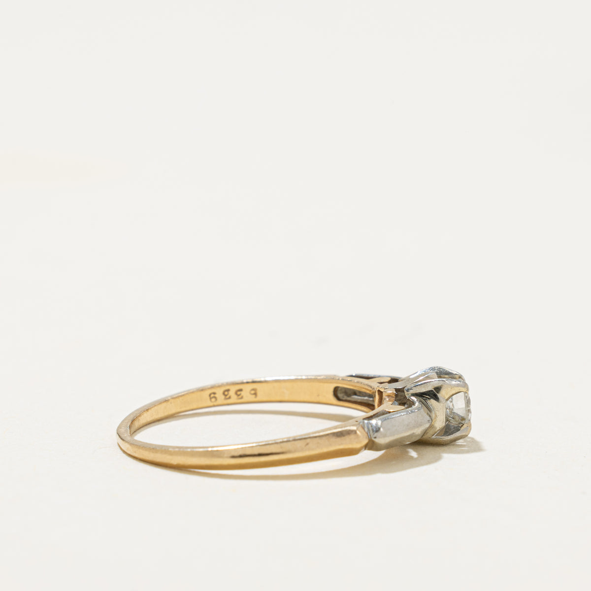 Two Tone Solitaire Diamond Ring | 0.14ct | SZ 5.75