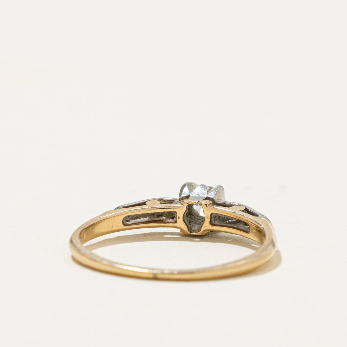 Two Tone Solitaire Diamond Ring | 0.14ct | SZ 5.75
