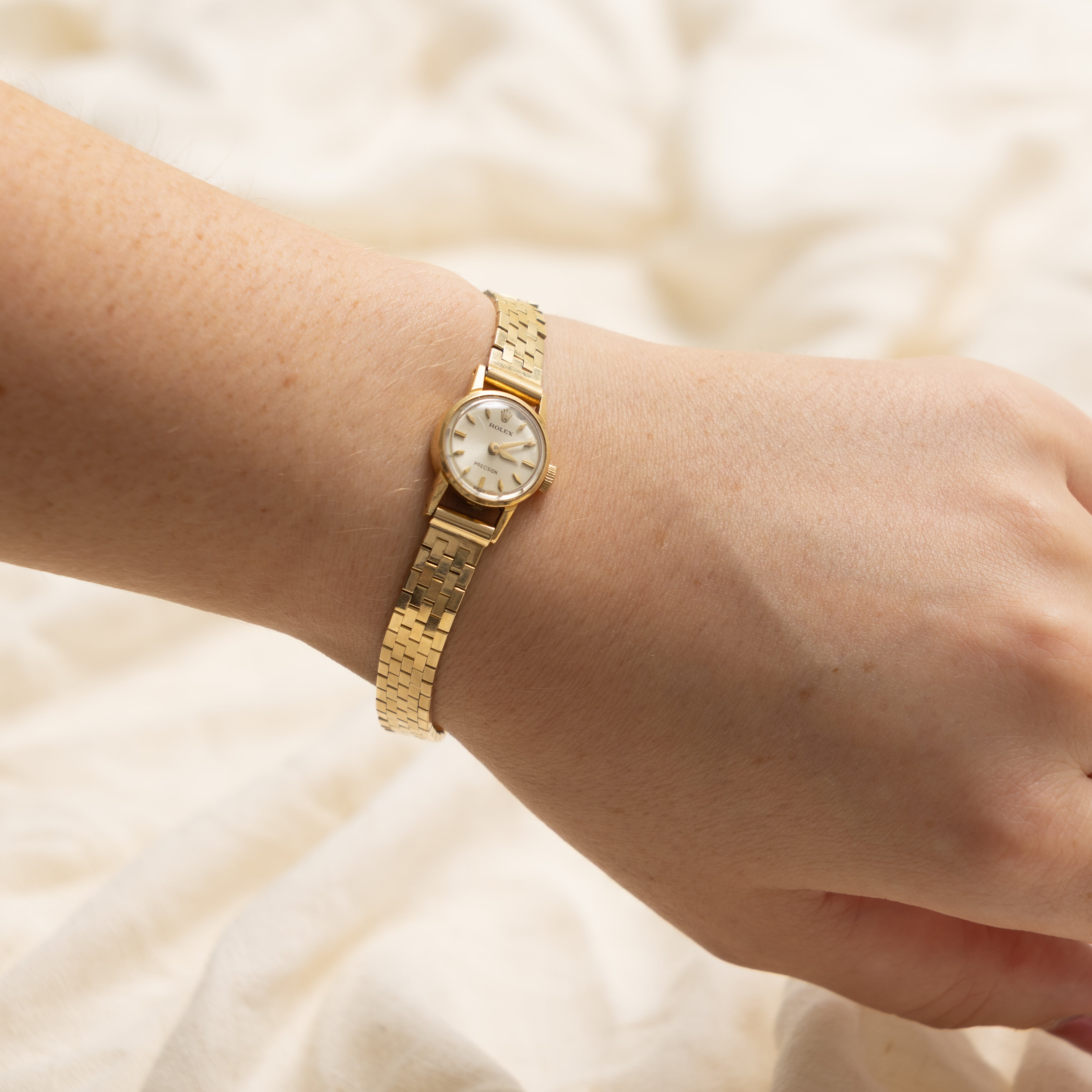 'Rolex' Vintage 18k Yellow Gold Precision Watch | 6.5" |