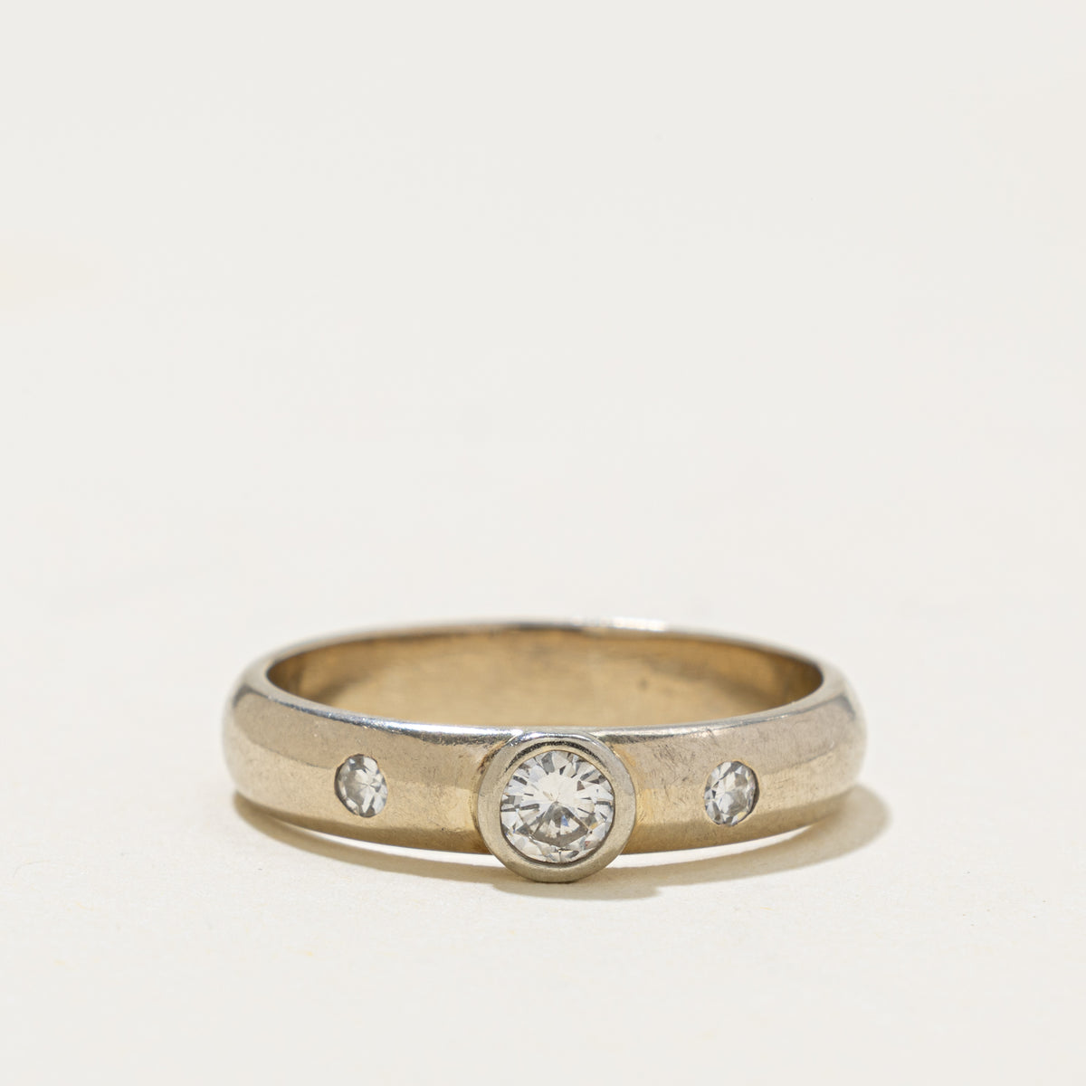 14k Bezel Set Diamond Accented Ring | 0.20ctw | SZ 7.25