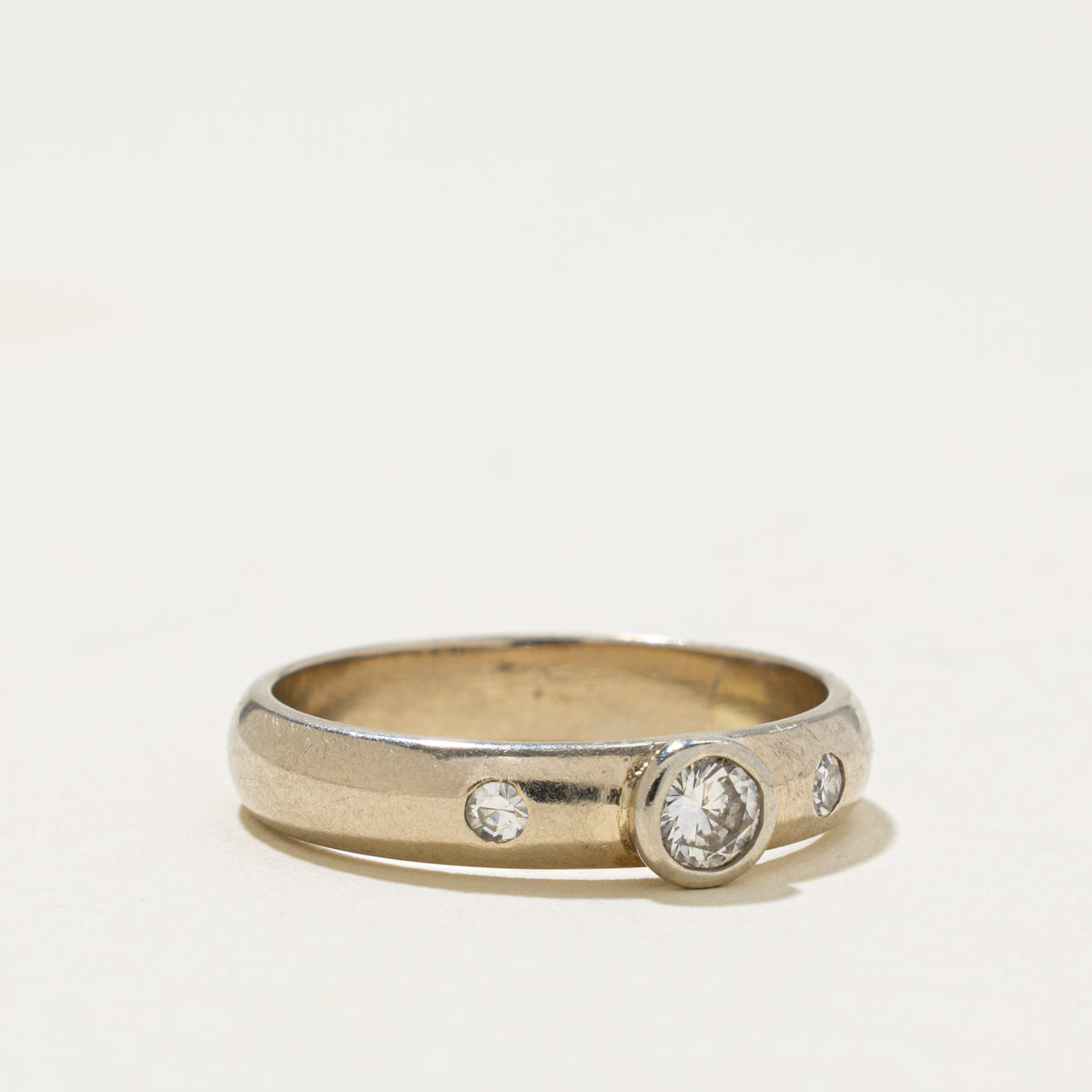 14k Bezel Set Diamond Accented Ring | 0.20ctw | SZ 7.25