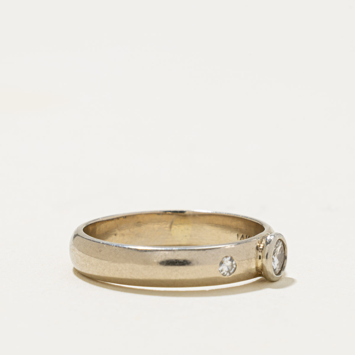 14k Bezel Set Diamond Accented Ring | 0.20ctw | SZ 7.25
