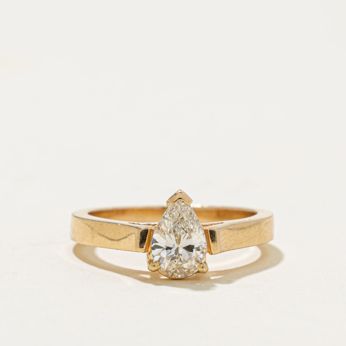 14k Solitaire Pear Cut Diamond Ring | 0.52ct SI1 L | SZ 4.25
