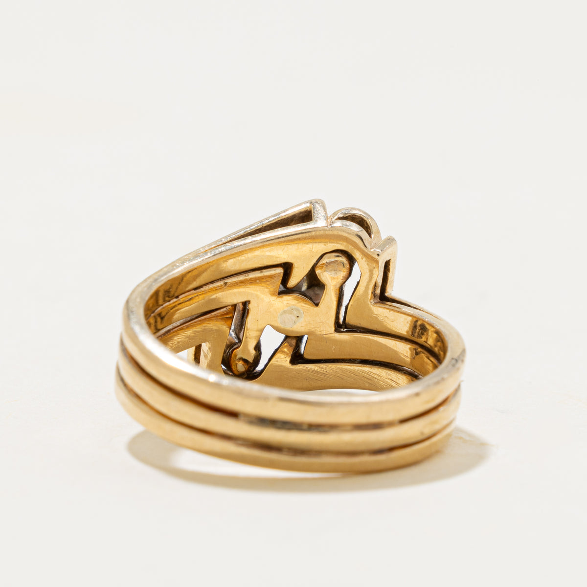 14k Three Stone Diamond Grooved Zigzag Cocktail Ring | 0.23ctw | SZ 5.75