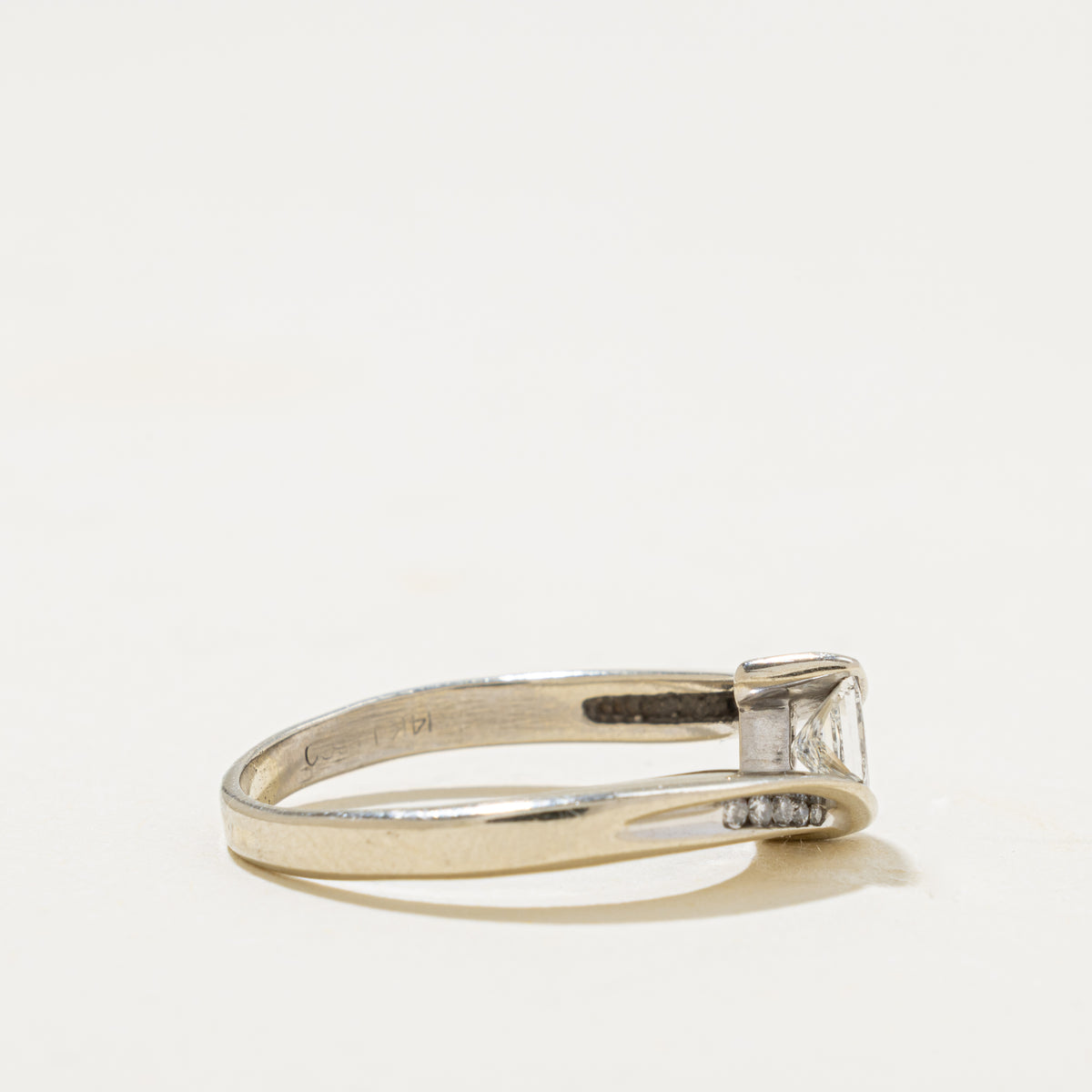 14k Princess Cut Diamond Accented Bypasss Ring | 0.39ct SI2 H, 0.06ctw | SZ 8.5