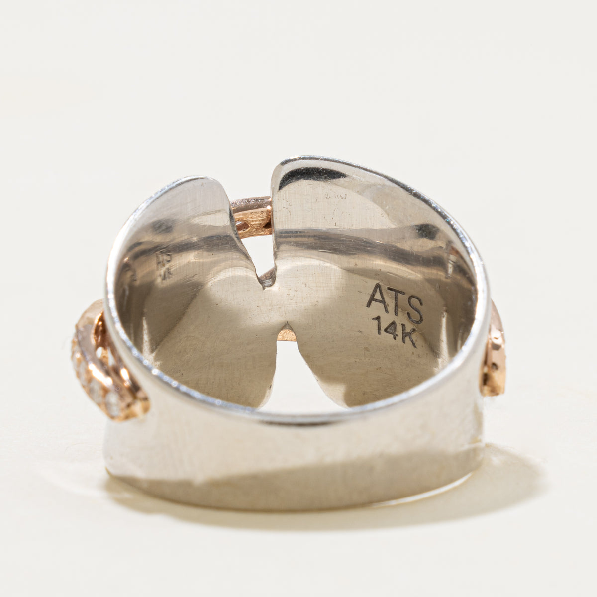 14k Two Tone Diamond Multi Cross Over Cocktail Ring | 0.47ctw | SZ 6.25