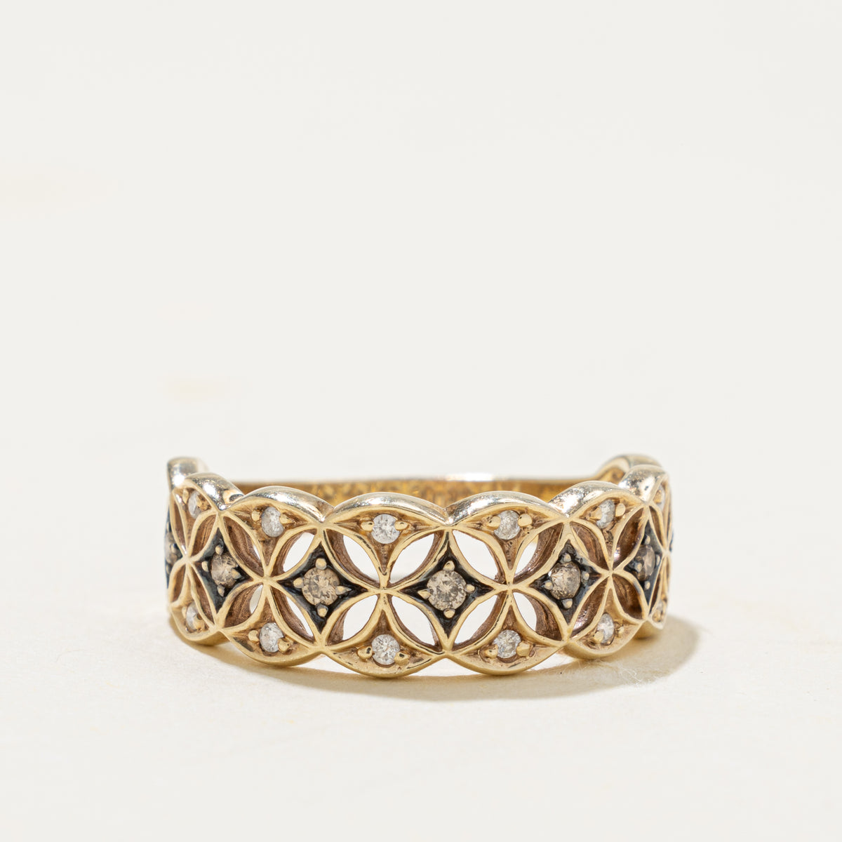 10k Diamond Openwork Geometric Patterned Band | 0.16ctw | 7.05mm | SZ 6.5