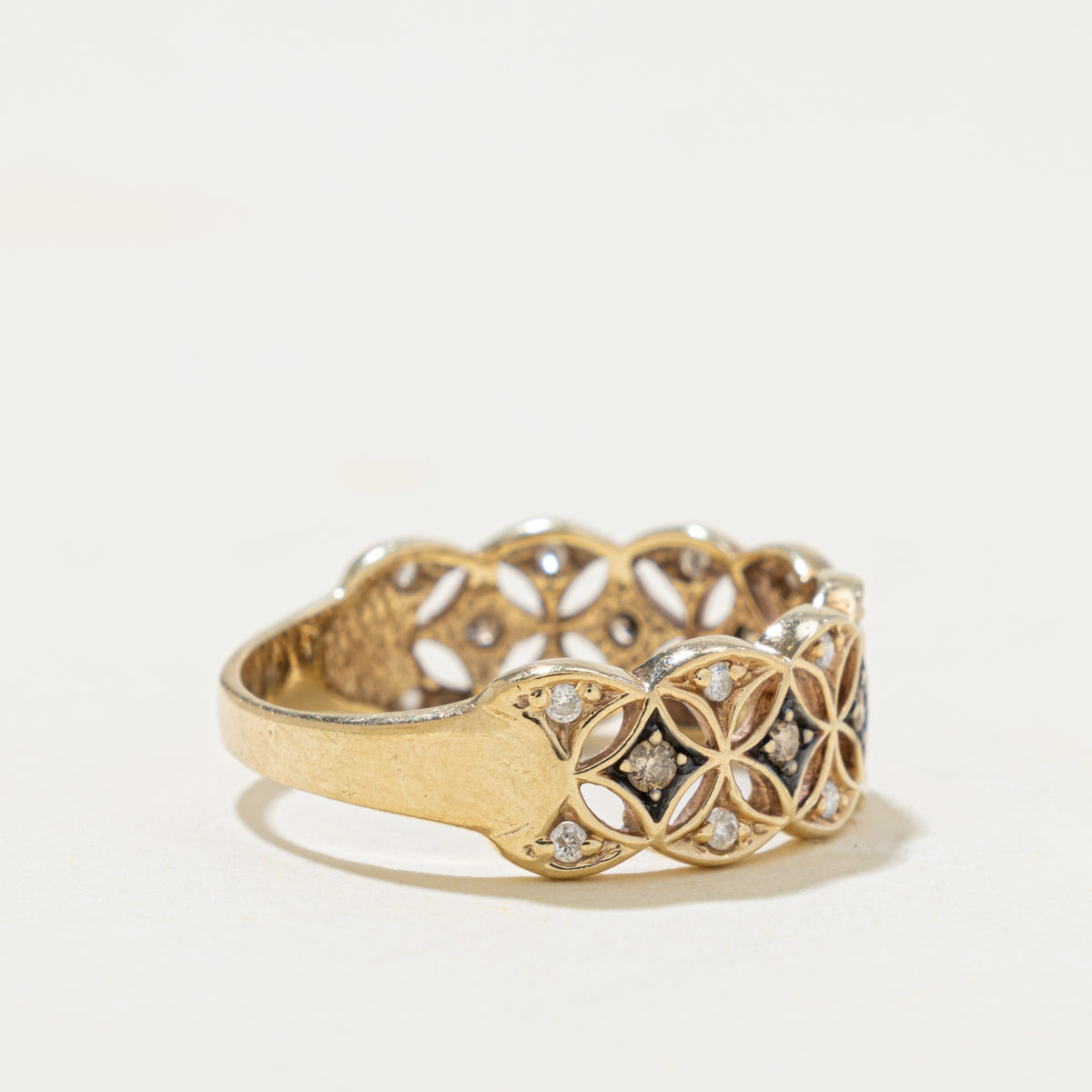 10k Diamond Openwork Geometric Patterned Band | 0.16ctw | 7.05mm | SZ 6.5
