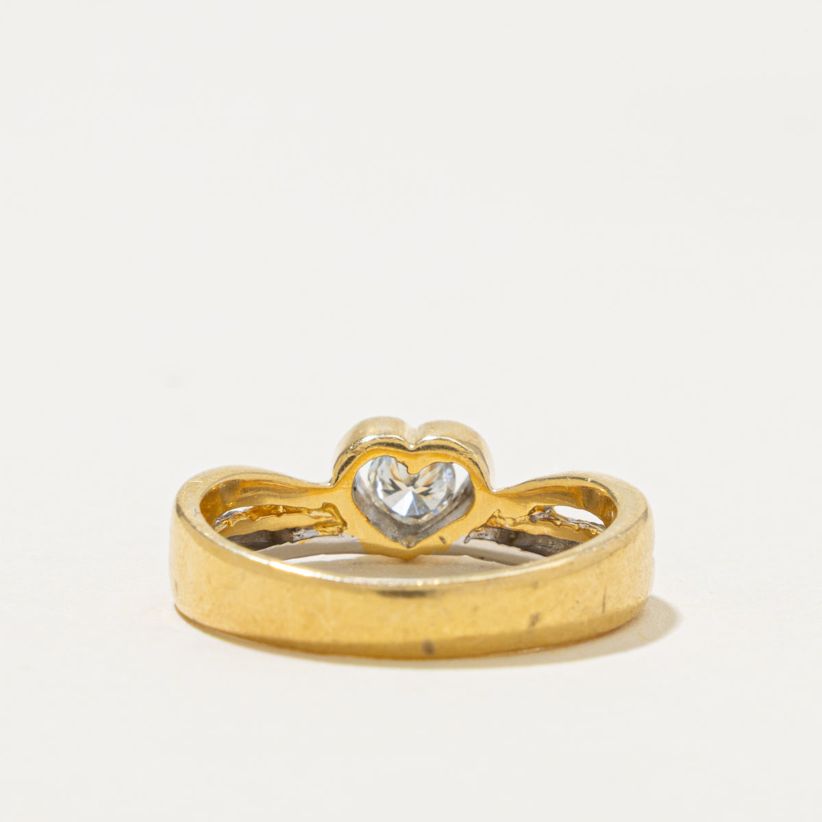 18k Two Tone Diamond Rope Heart Ring | 0.18ct | SZ 6