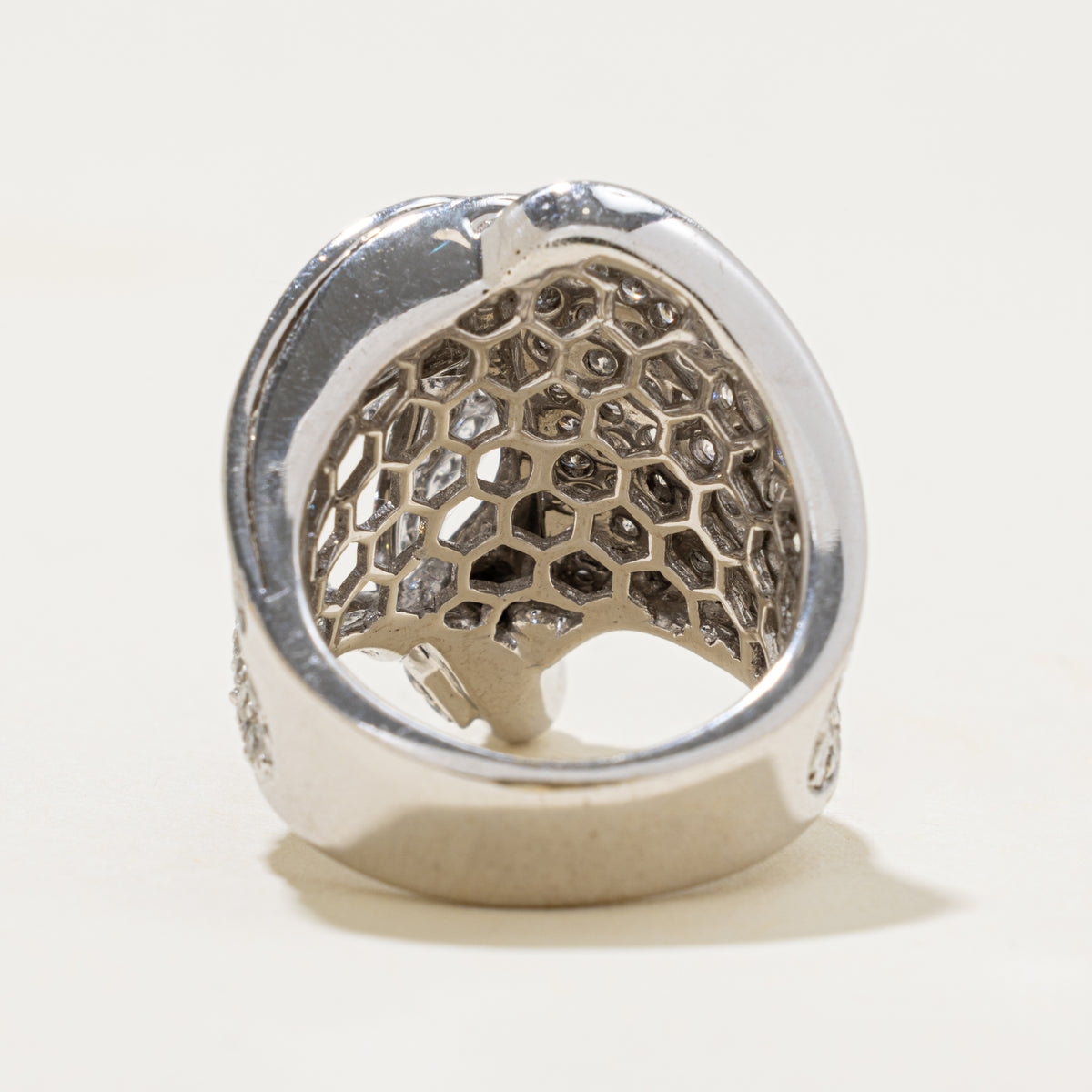 18k Pavé Set Diamond Wave Ornate Cocktail Ring | 3.20ctw | SZ 5