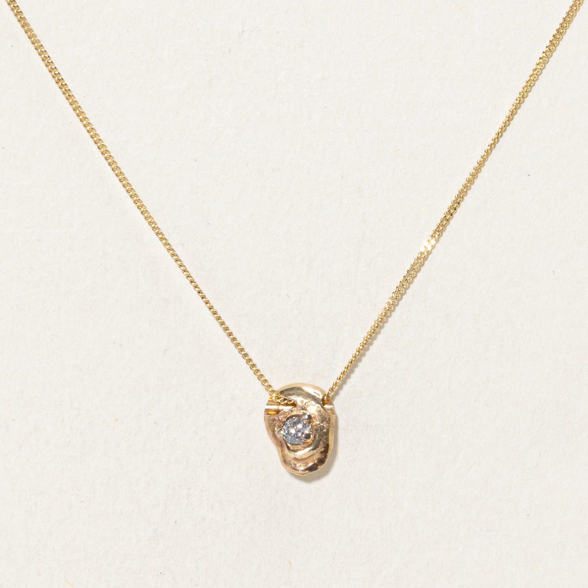 10k Diamond Nuggety Organic Pendant Necklace | 14"