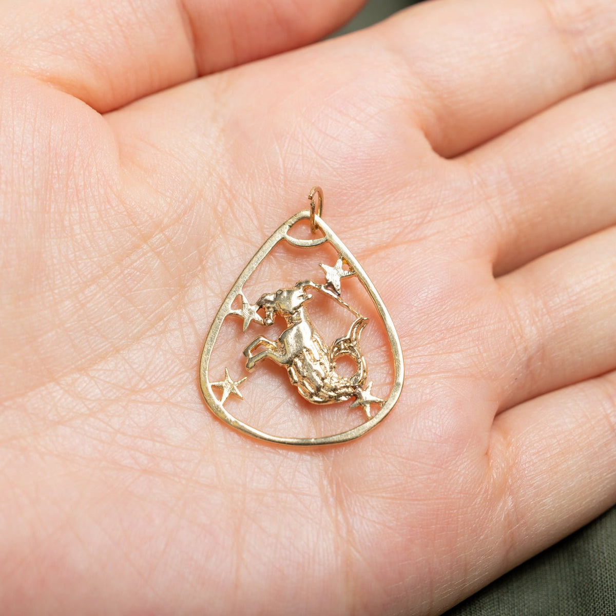 12k Yellow Gold Openwork Capricorn Zodiac Pendant