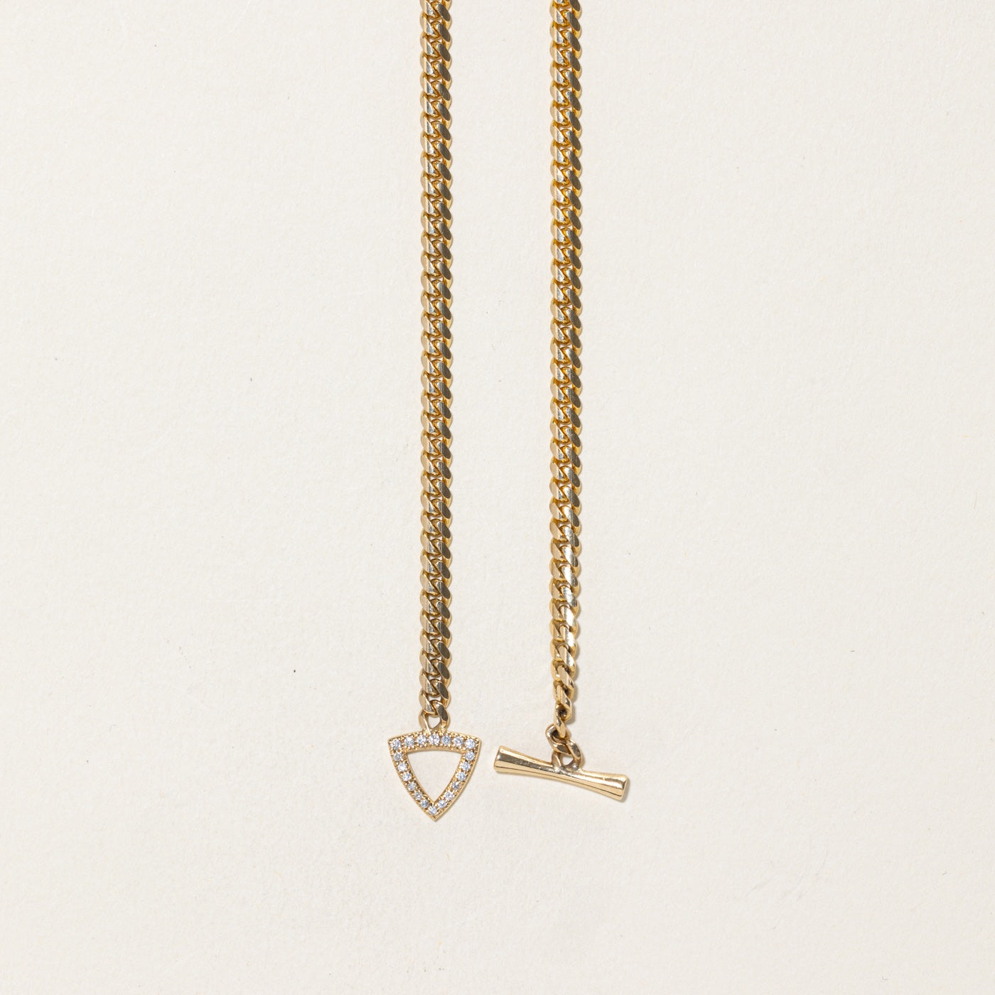 14k Diamond Triangle Toggle Bar Pendant Necklace | 14.5"