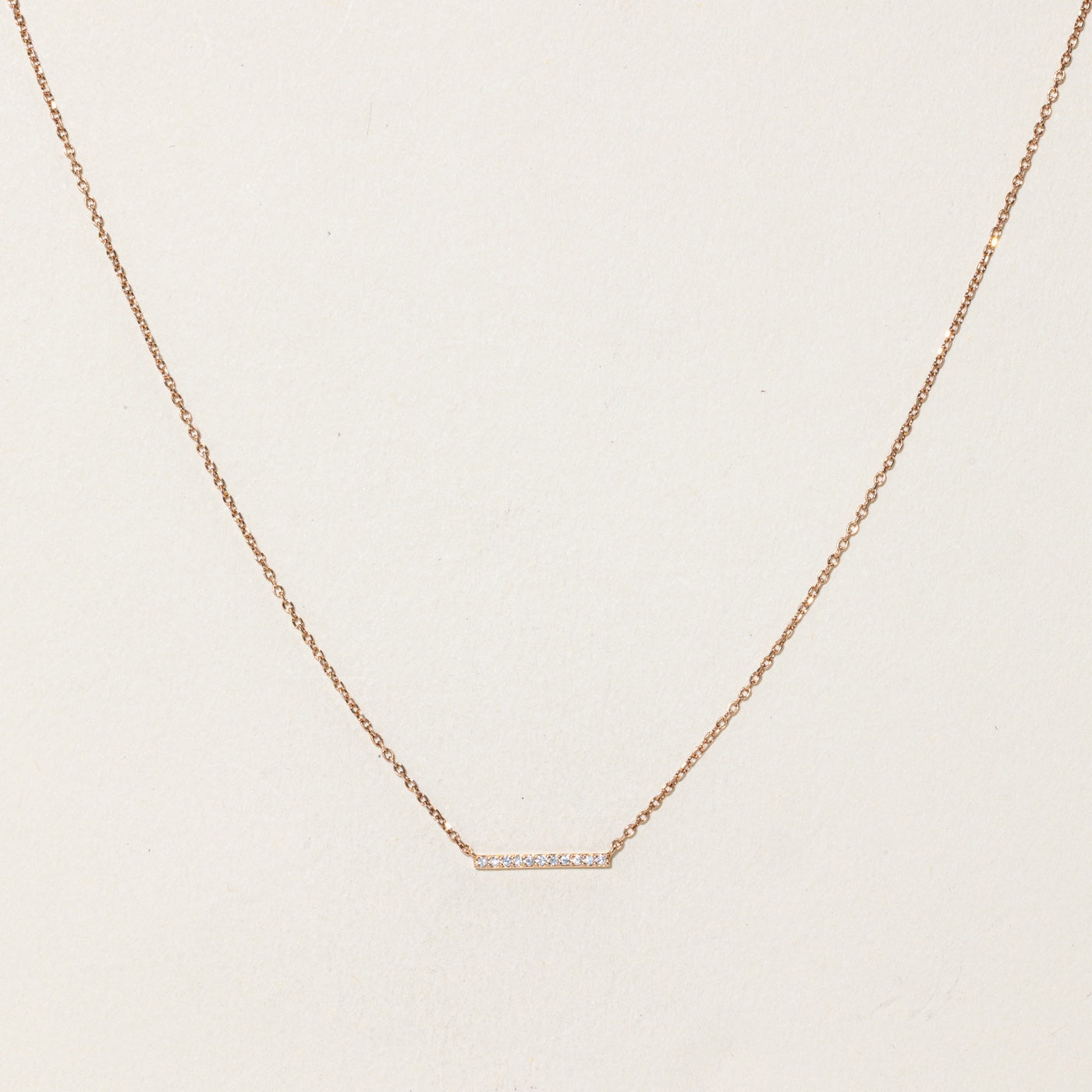 14k Pave Set Diamond Bar Pendant Necklace | 16"