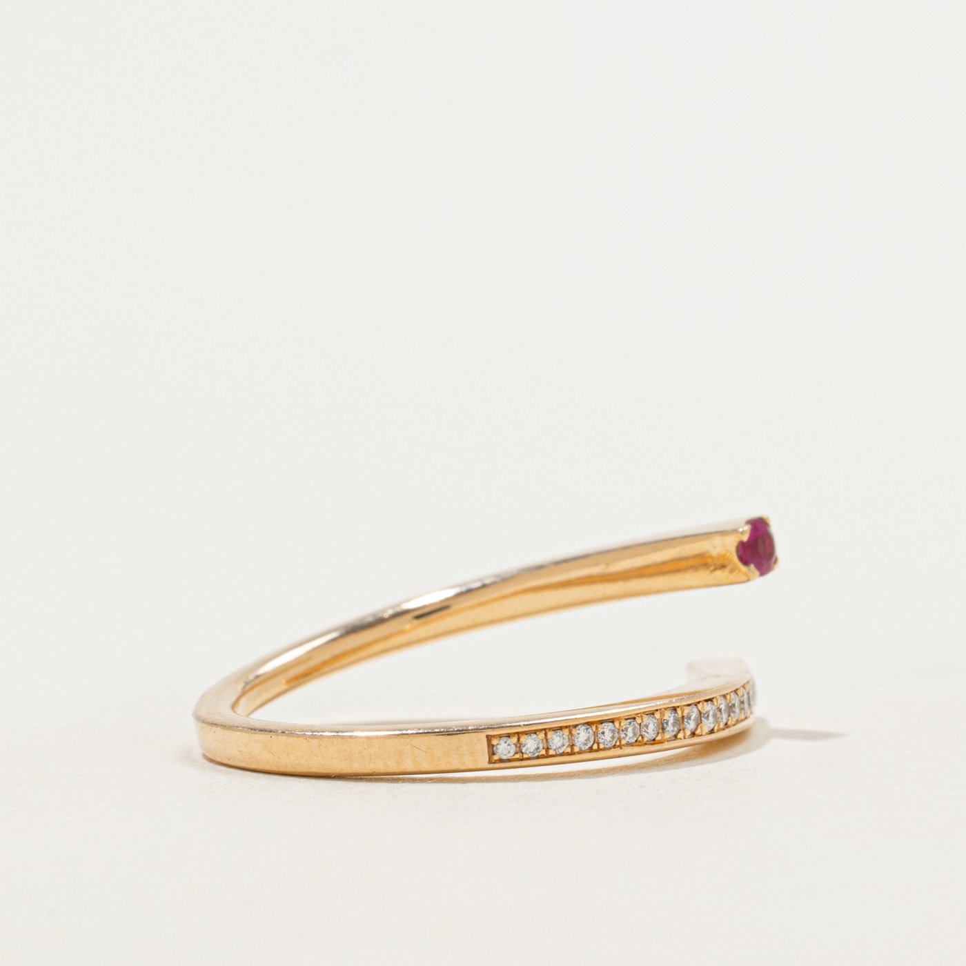 18K Ring with Diamond Accents with Synthetic Ruby