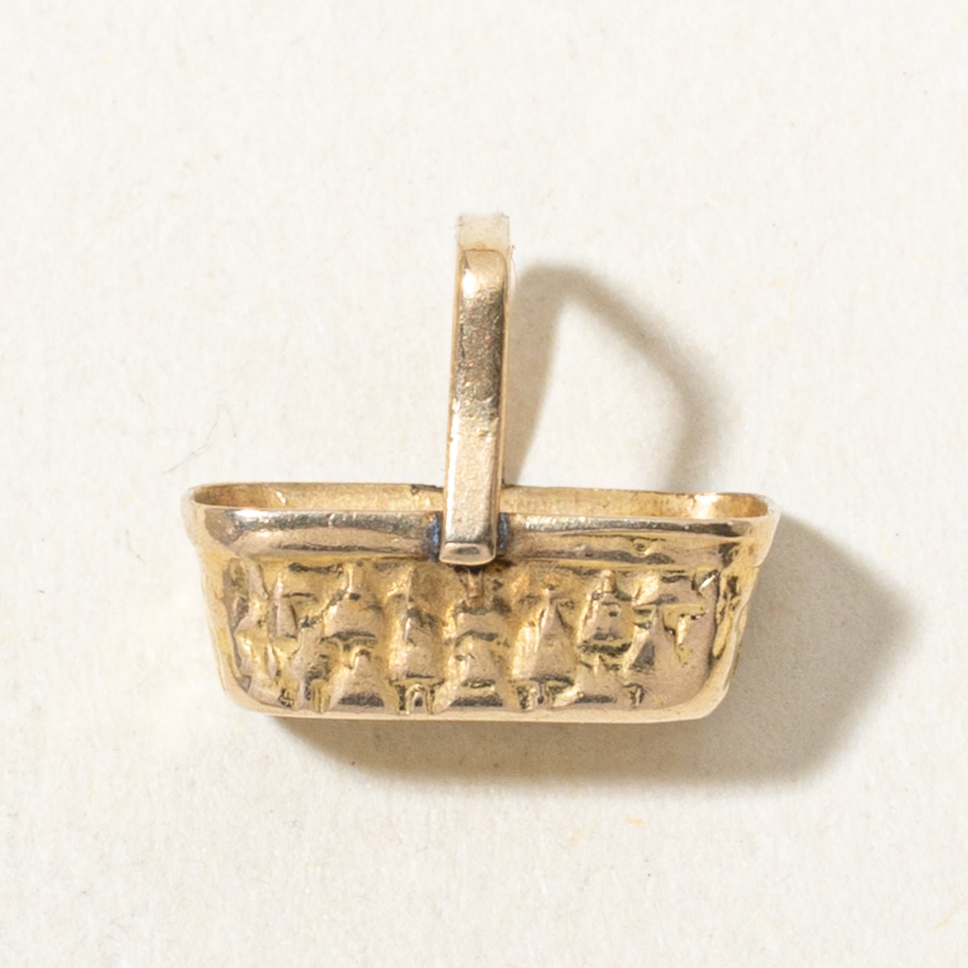 14k Yellow Gold Textured Basket Charm