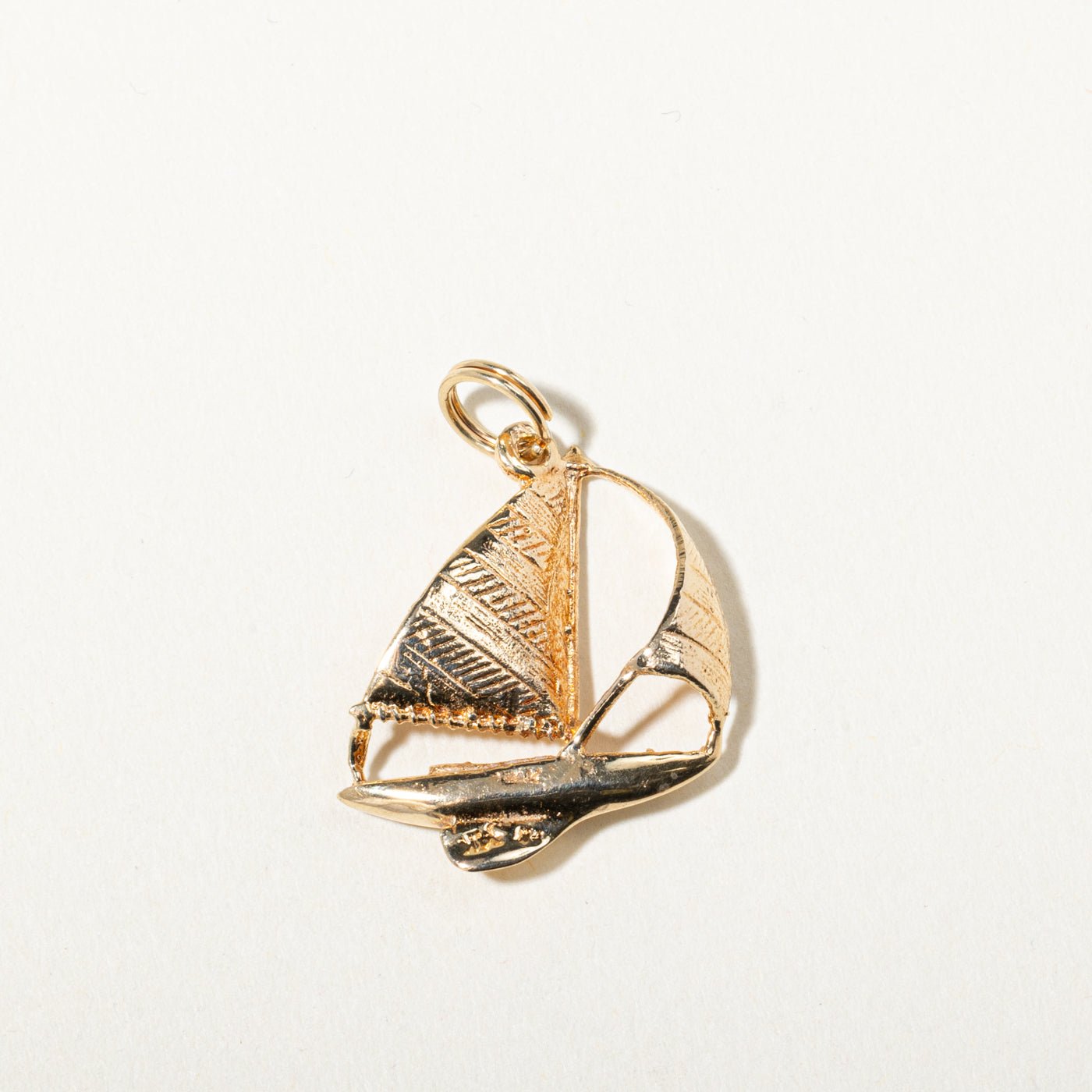 14k Yellow Gold Textured Sailboat Charm