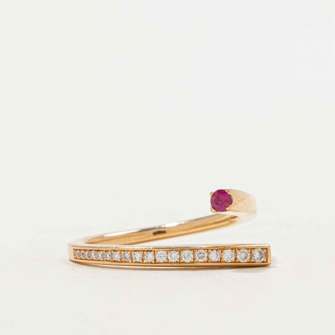 18K Ring with Diamond Accents with Synthetic Ruby