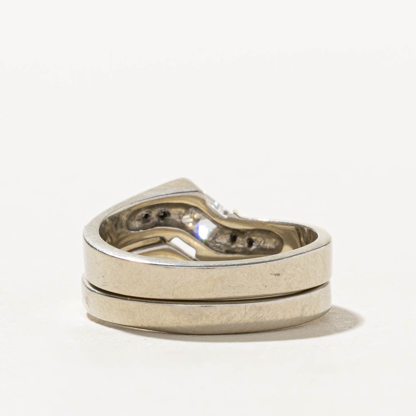 19k Tension Set Princess Cut Diamond Architectural Cocktail Ring | 0.48ctw | SZ 6.5